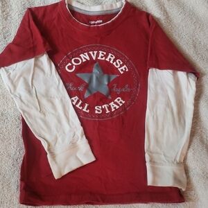 Converse Kids Red and White Long Sleeve Tee